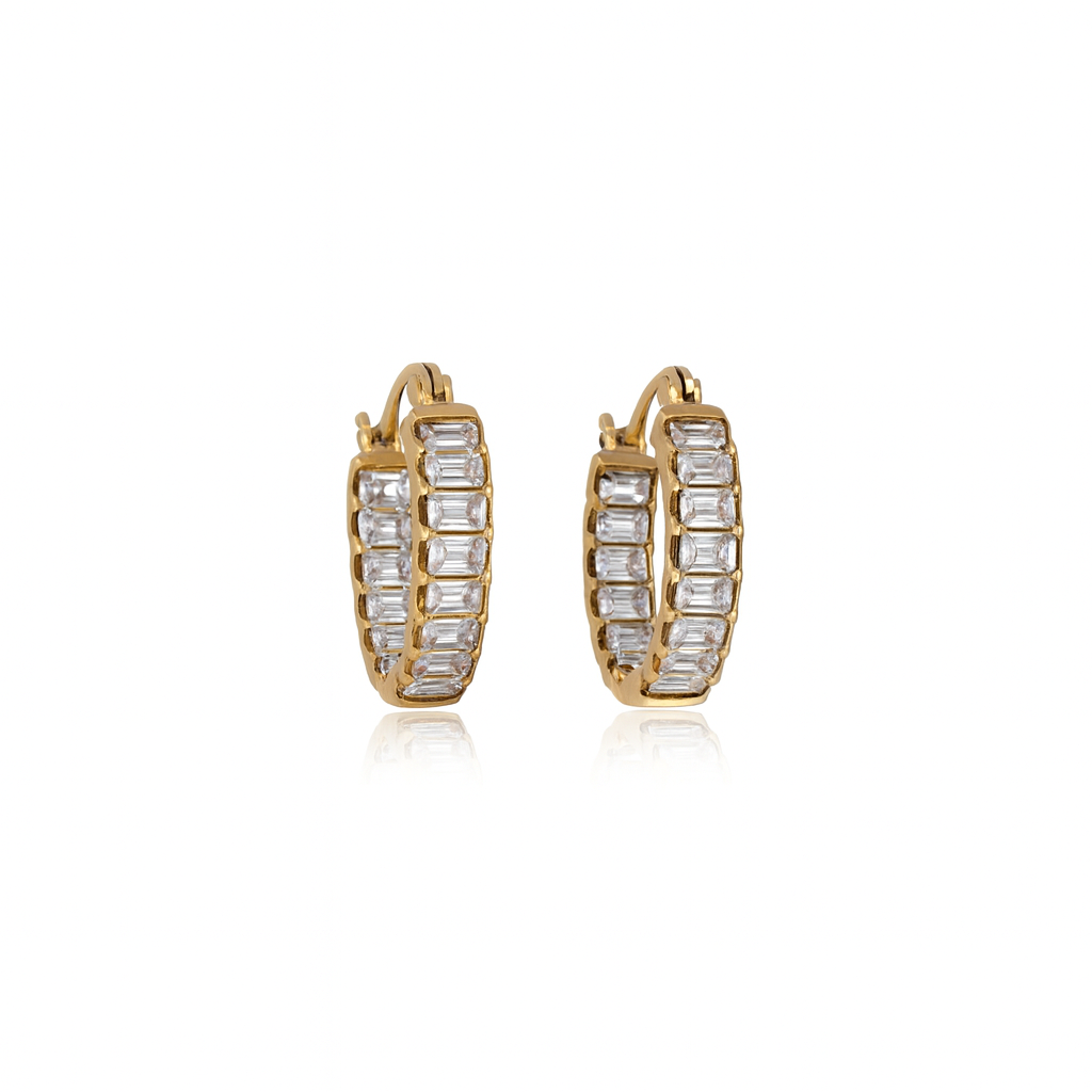 Baguette Hoop Earrings — 18K Gold Vermeil