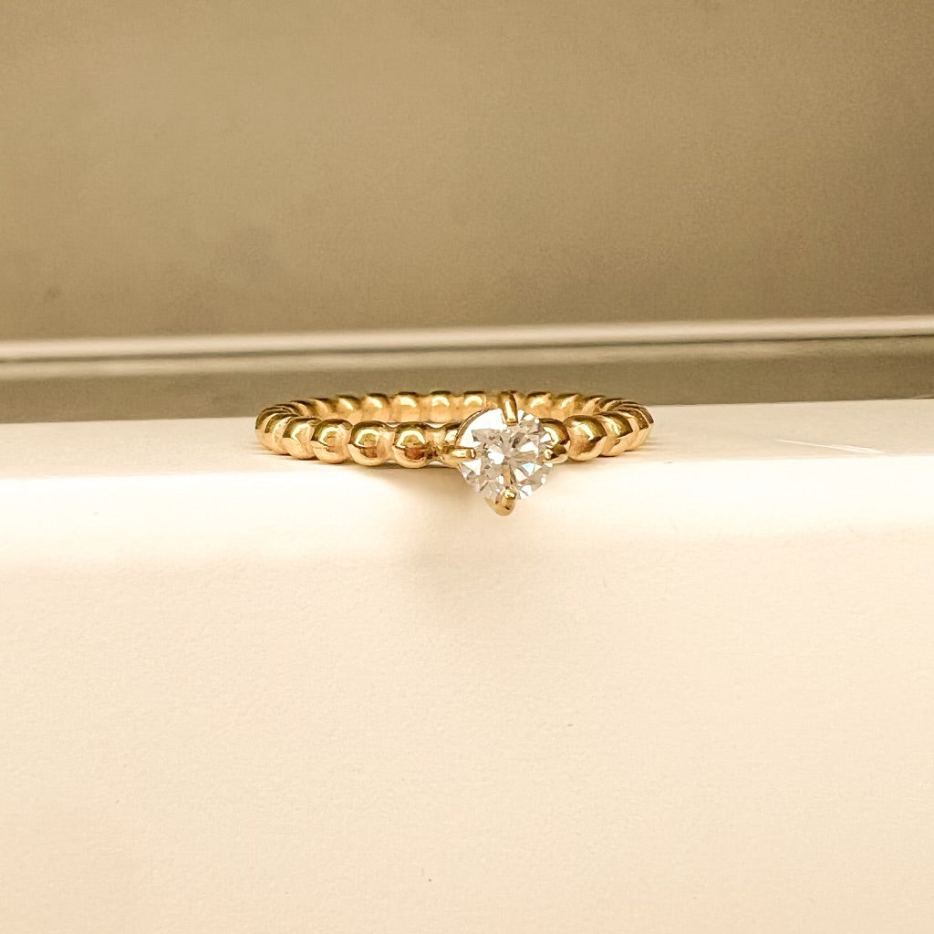 Beaded Solitaire Ring
