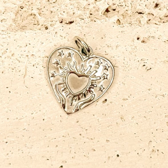 Heart Charm w/Sunburst & Stars