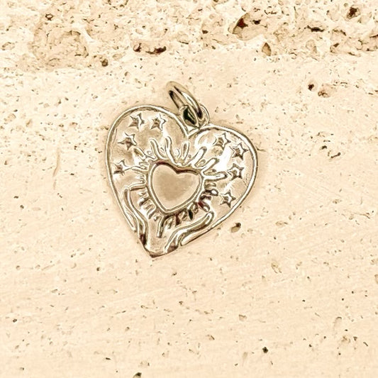 Heart Charm w/Sunburst & Stars