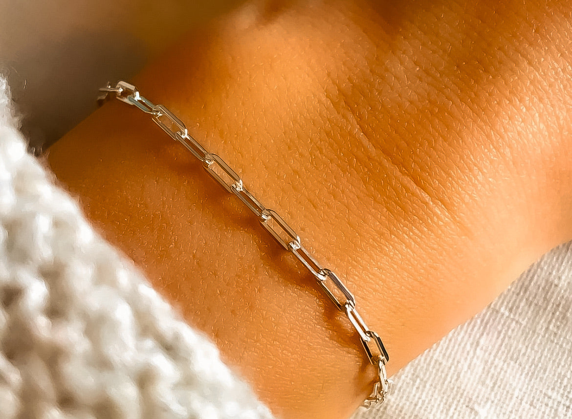 Paperclip Bracelet (small) — White Gold Vermeil