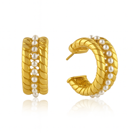 Luxe Pearl Twist Hoops