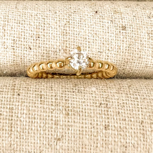 Beaded Solitaire Ring