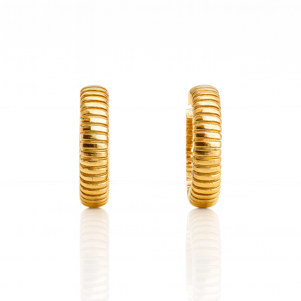 Golden Ribbed Hoops