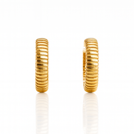 Golden Ribbed Hoops
