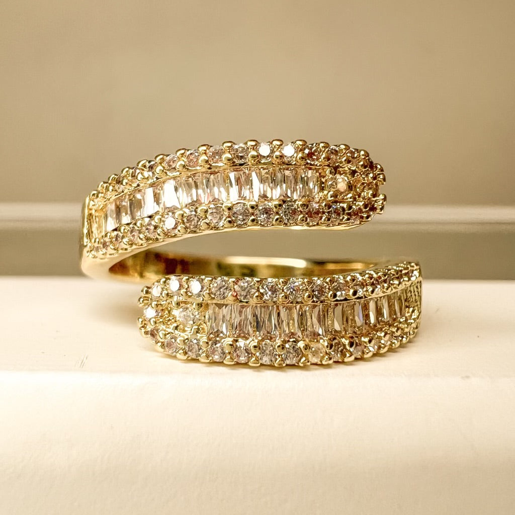 Crossover Baguette Ring