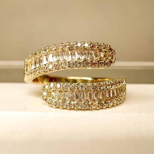 Crossover Baguette Ring