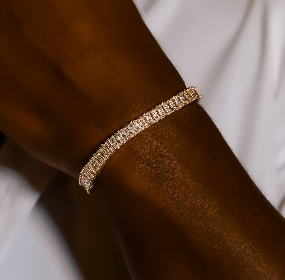 Baguette Luxe Tennis Bracelet — 18K Gold Vermeil