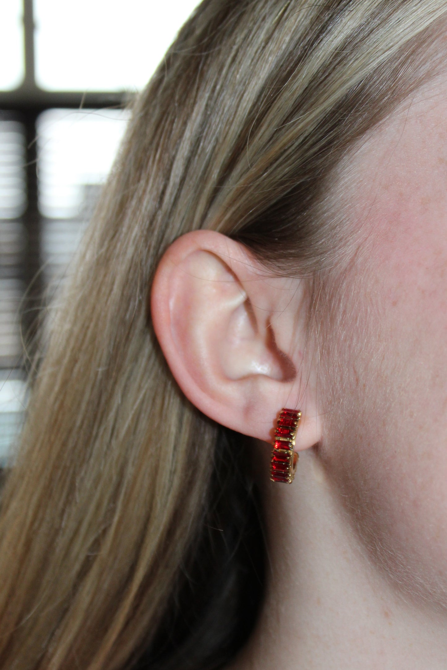 Ruby Baguette Earrings