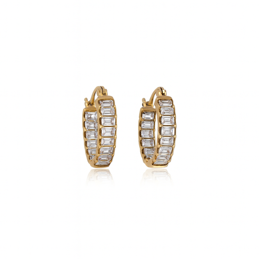 Baguette Hoop Earrings — 18K Gold Vermeil