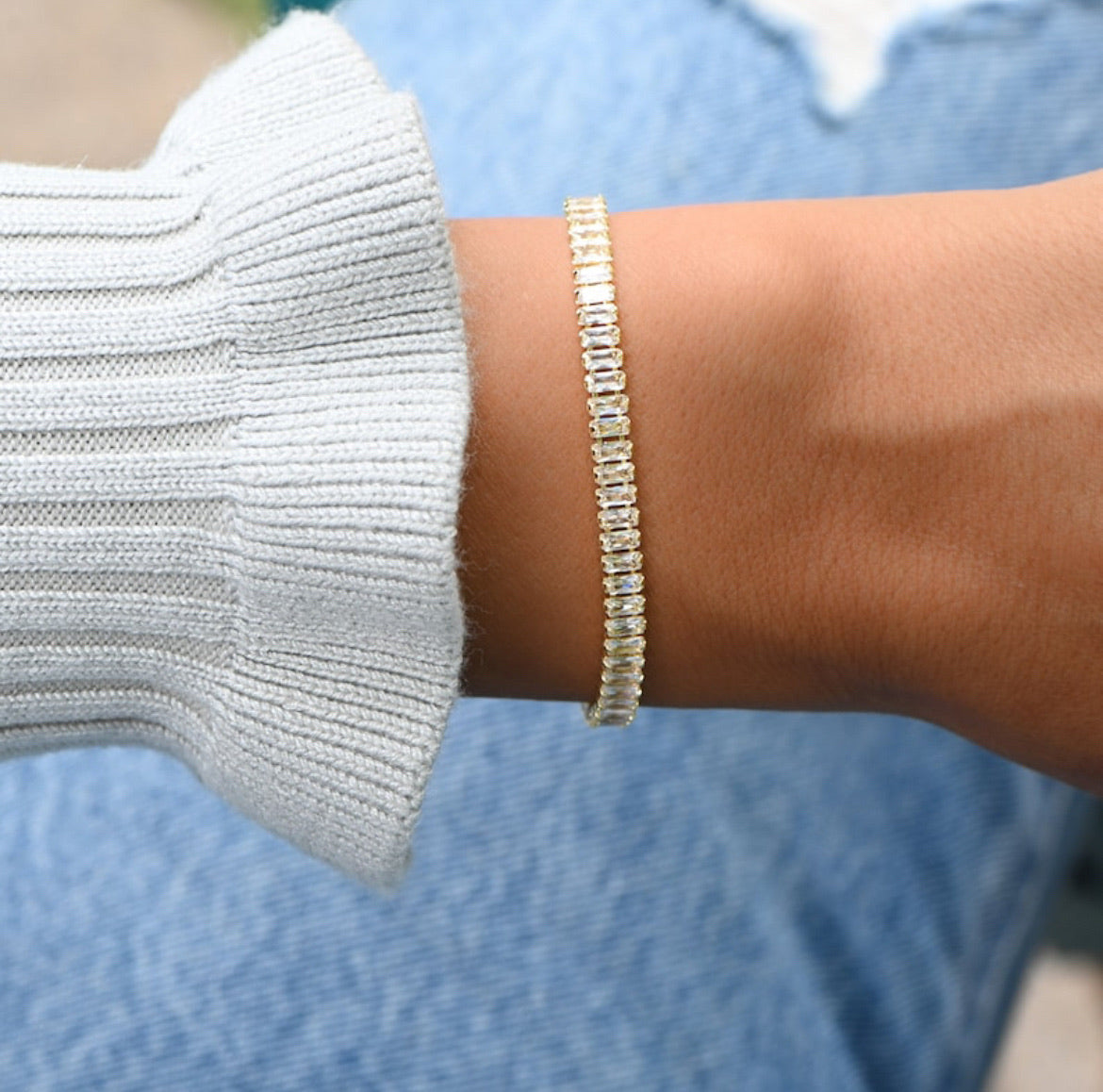 Baguette Luxe Tennis Bracelet — 18K Gold Vermeil