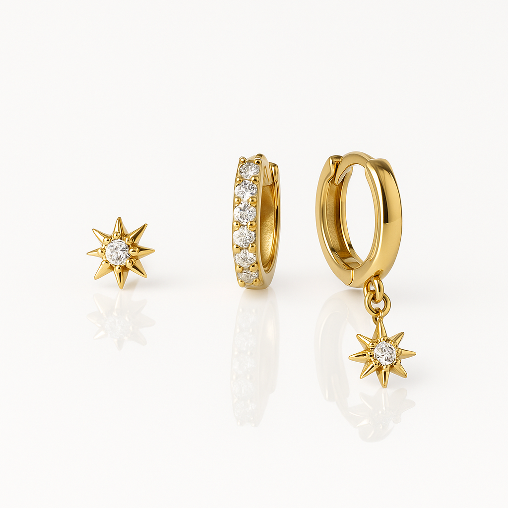 Celestial Trio Earrings — 18K Gold Vermeil