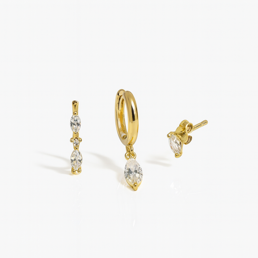 Marquise Trio Earrings — 18K Gold Vermeil