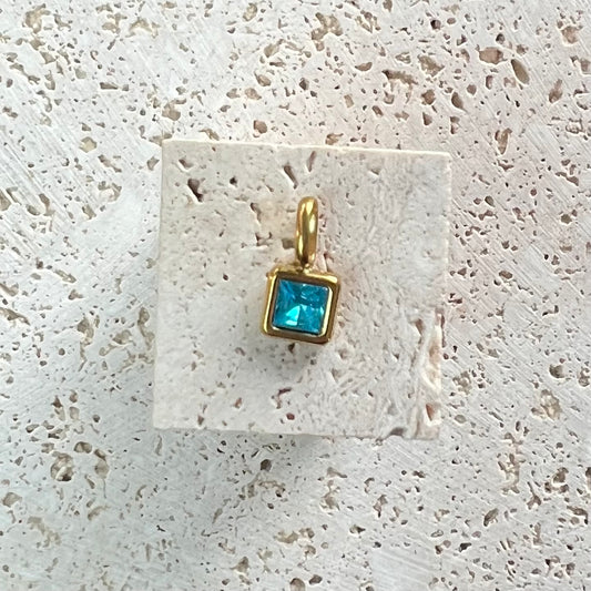 Blue Topaz gemstone square pendant