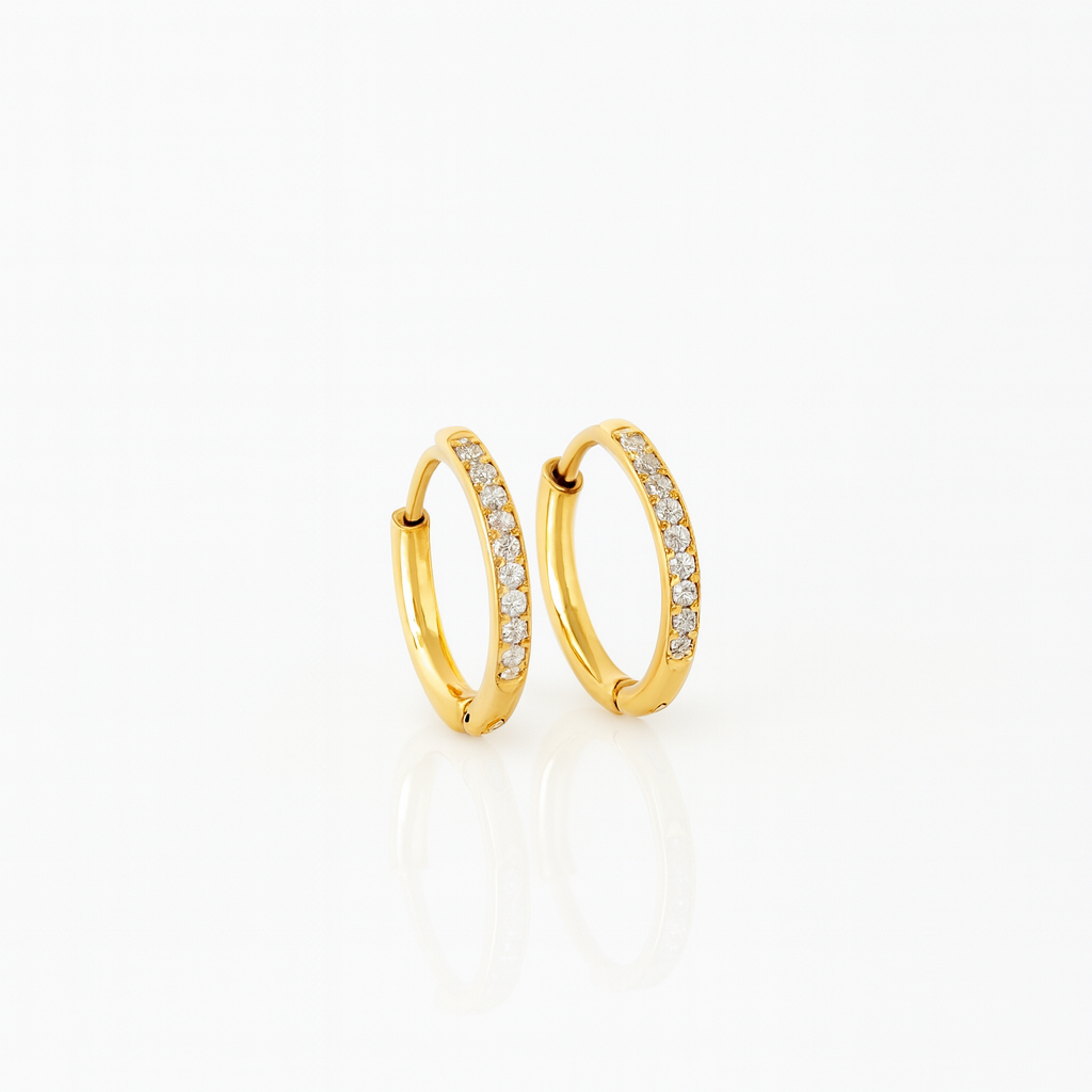 Classic Pavé Hoop Earrings — 18K Gold Vermeil