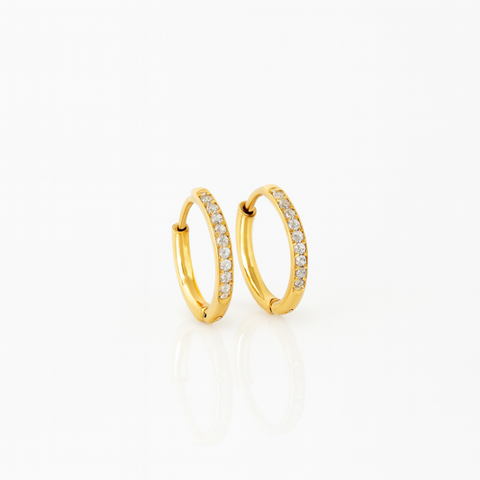Classic Pavé Hoop Earrings — 18K Gold Vermeil