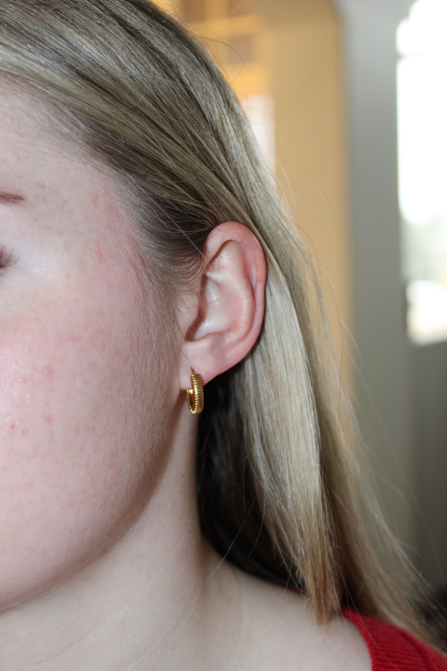Golden Ribbed Hoops