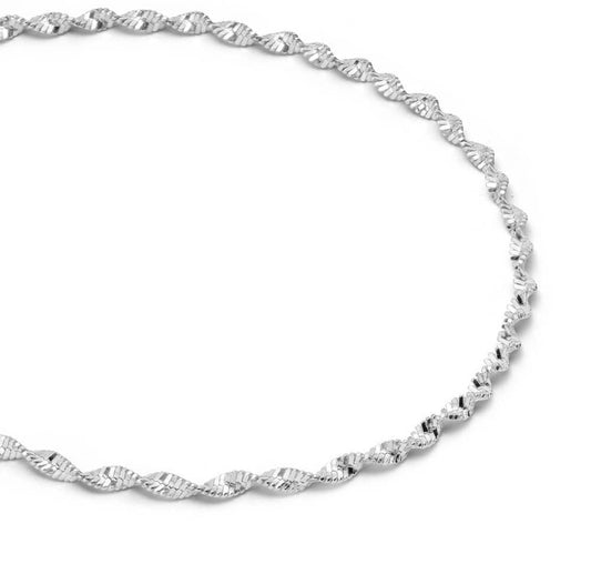 Twist Chain Bracelet - White Gold Vermeil
