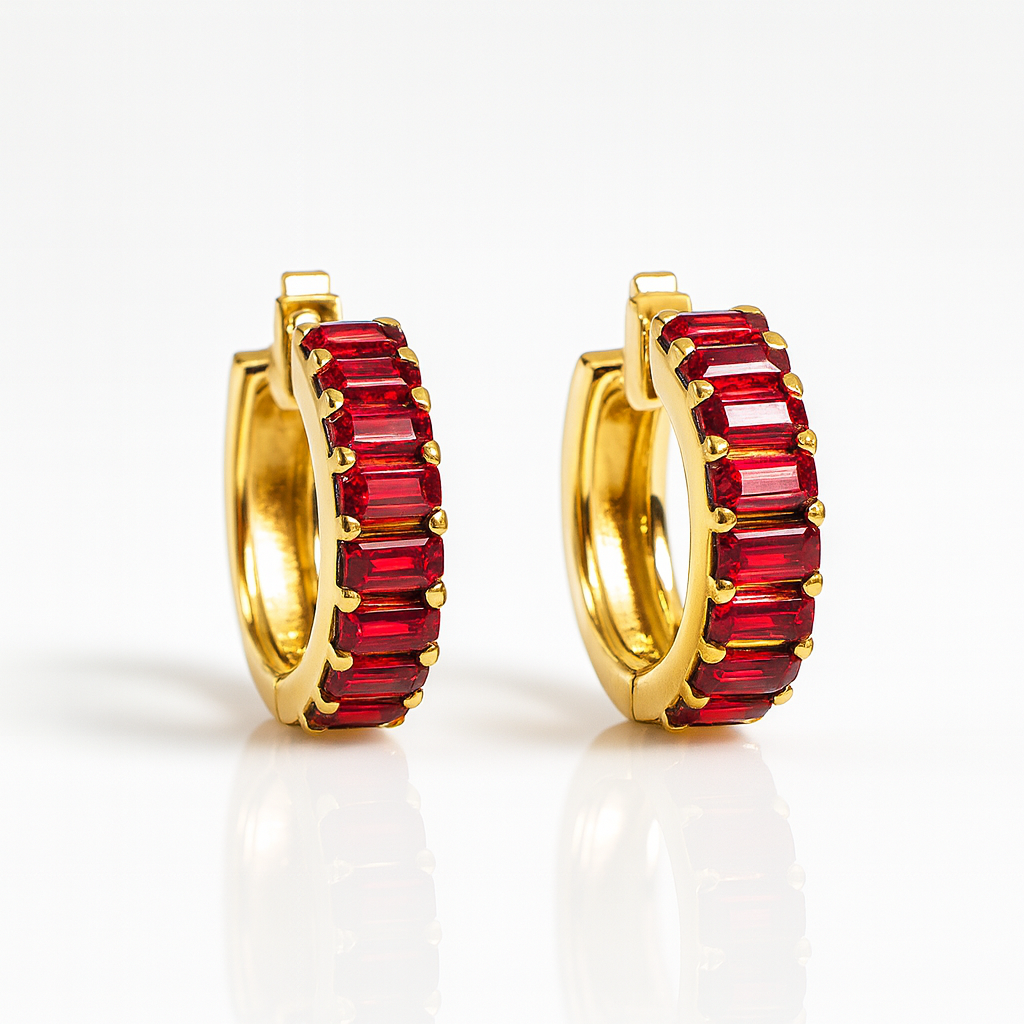 Ruby Baguette Earrings